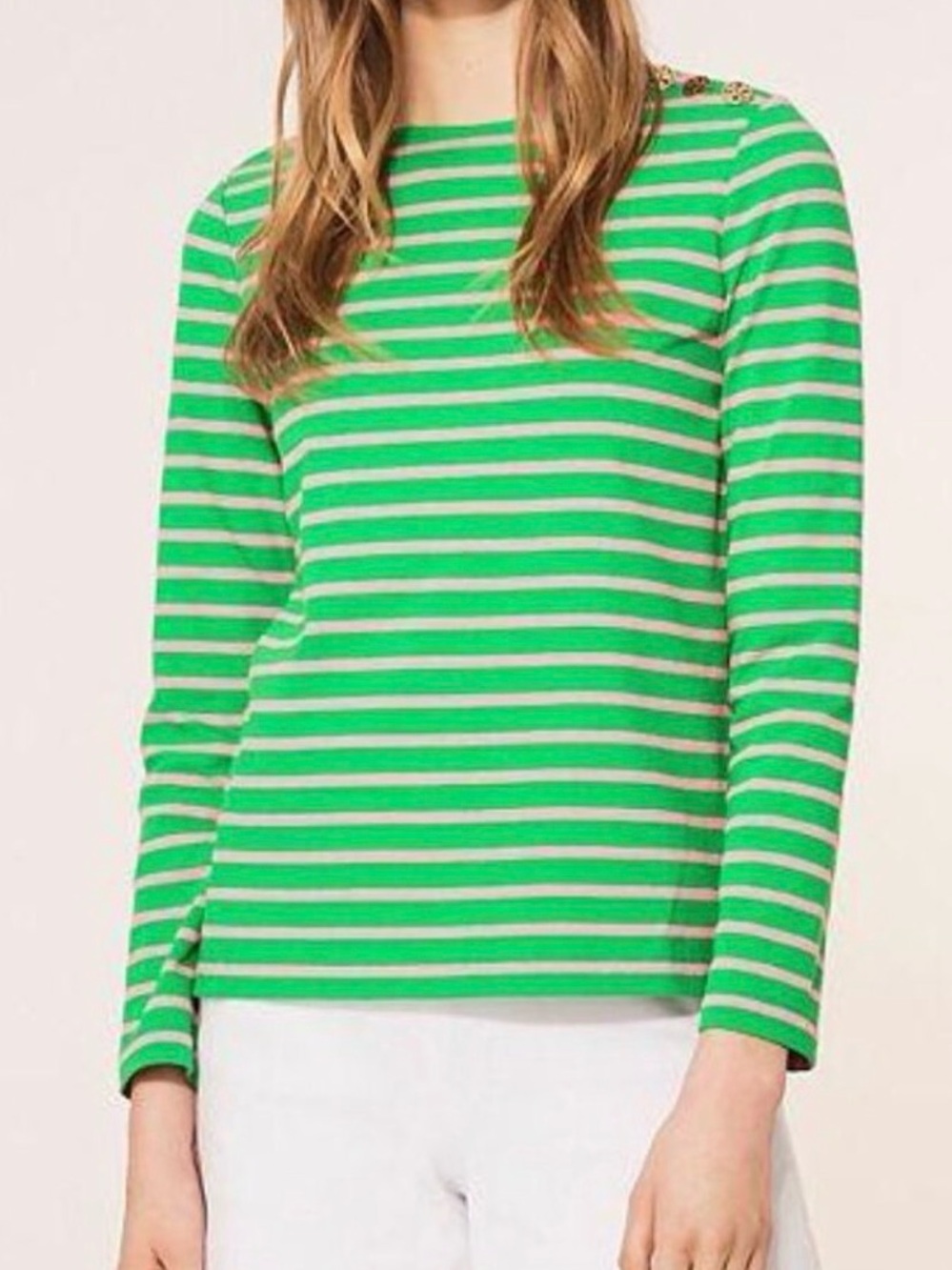 Tory Burch Diver Striped top with logo buttons